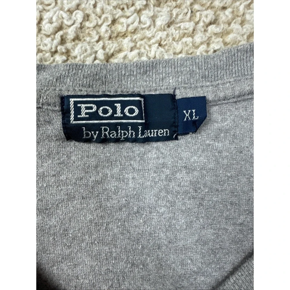 Polo Ralph Lauren Size XL Gray Cotton V Neck T-Shirt New Mens Shirt CLASSIC